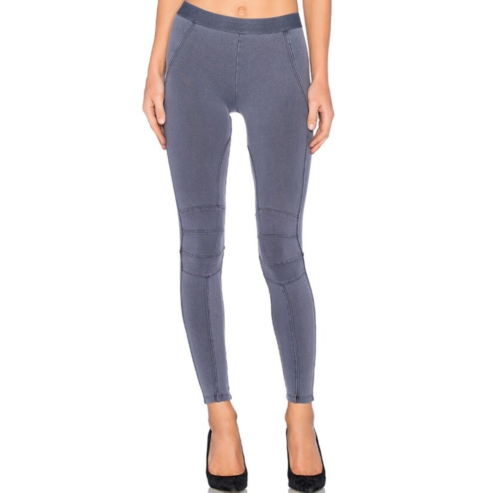 David Lerner Purple Pigment Dyed Moto Leggings